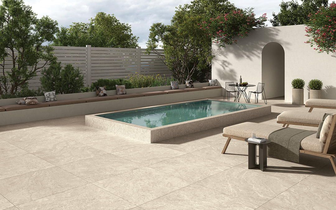 Castelvetro Roma Avorio 100x100x2  cm Outfit 2.0 Grip R11C Terrassenplatte                   
