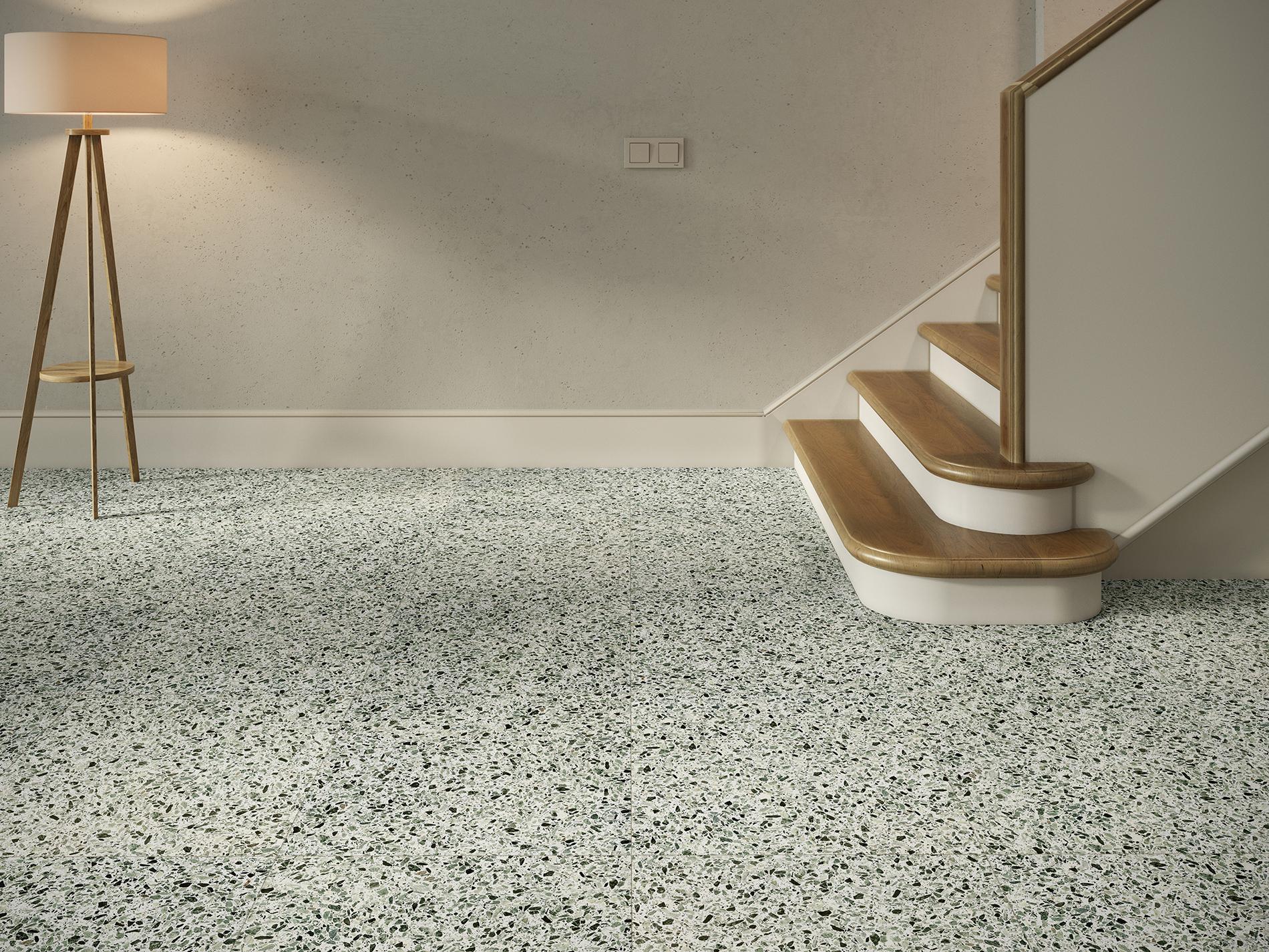 Revoir Paris Re-Bel Vert 100x100 cm Terrazzo-Optik R10     