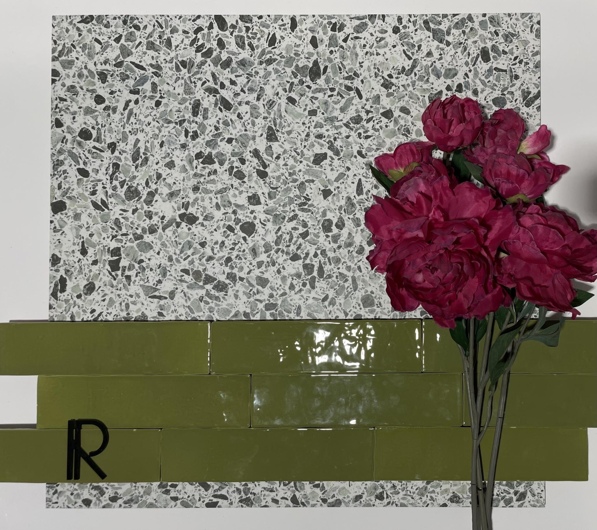 Revoir Paris Re-Bel Vert 60x60 cm Terrazzo-Optik R10            