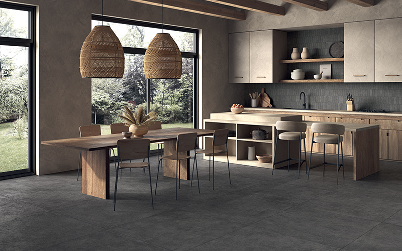 Castelvetro Terrae Graphite 100x100 cm Feinsteinzeug Betonoptik R10B             