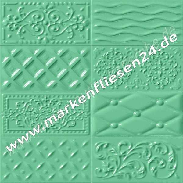 Vives Raspail oliva 10x20 cm Relief-Dekor olive glänzend