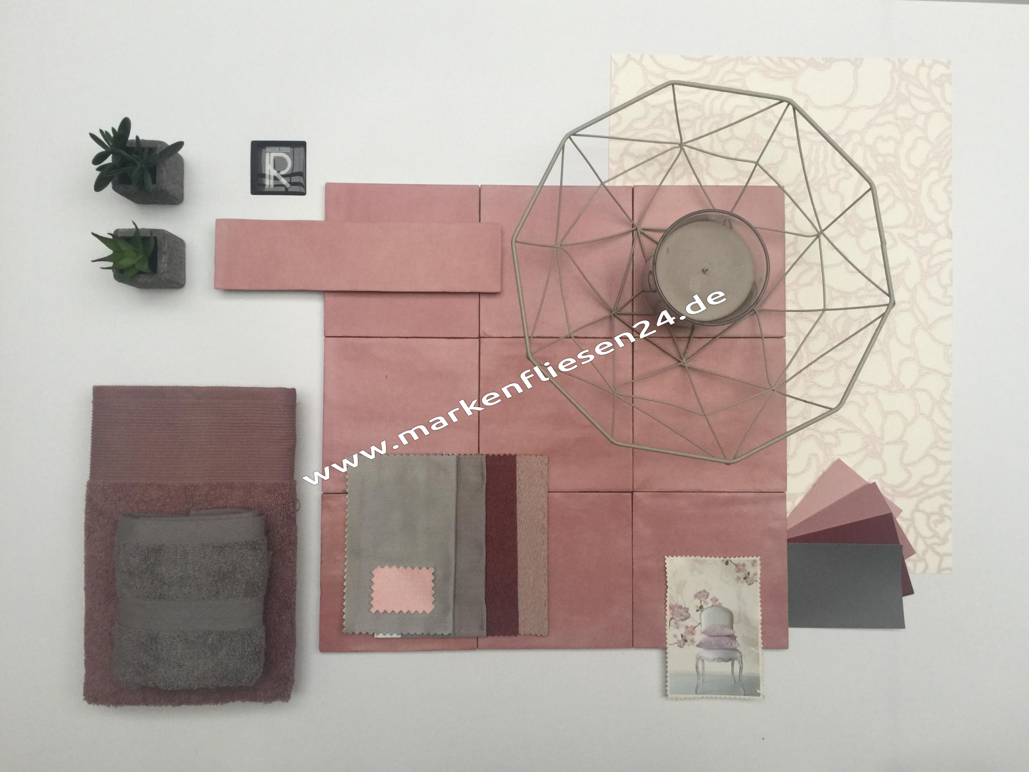 Revoir Paris Atelier Wall & Floor 14x14 cm vieux rose mat