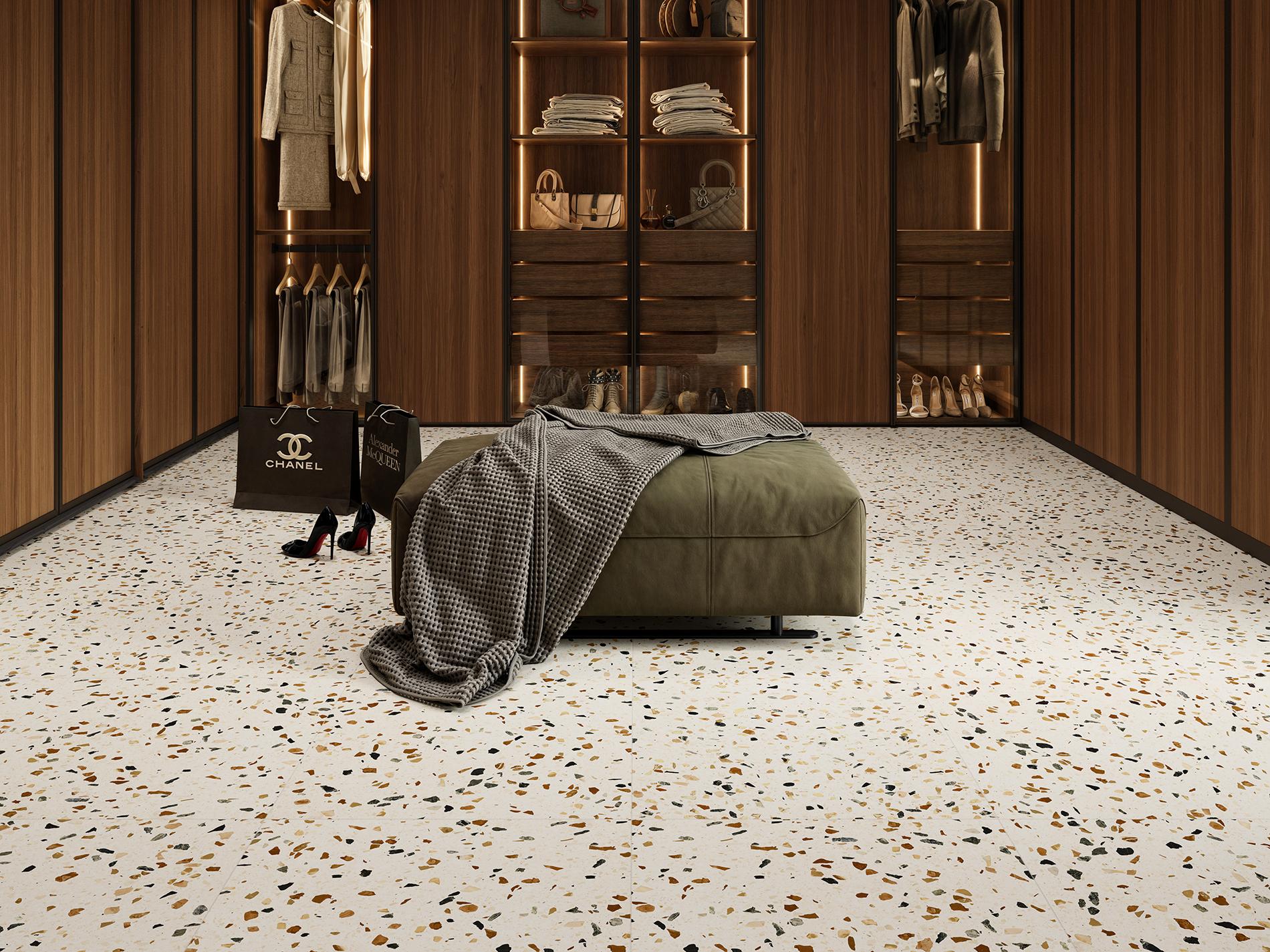 Revoir Paris Re-Bel Cognac 60x60 cm Terrazzo-Optik R10    
