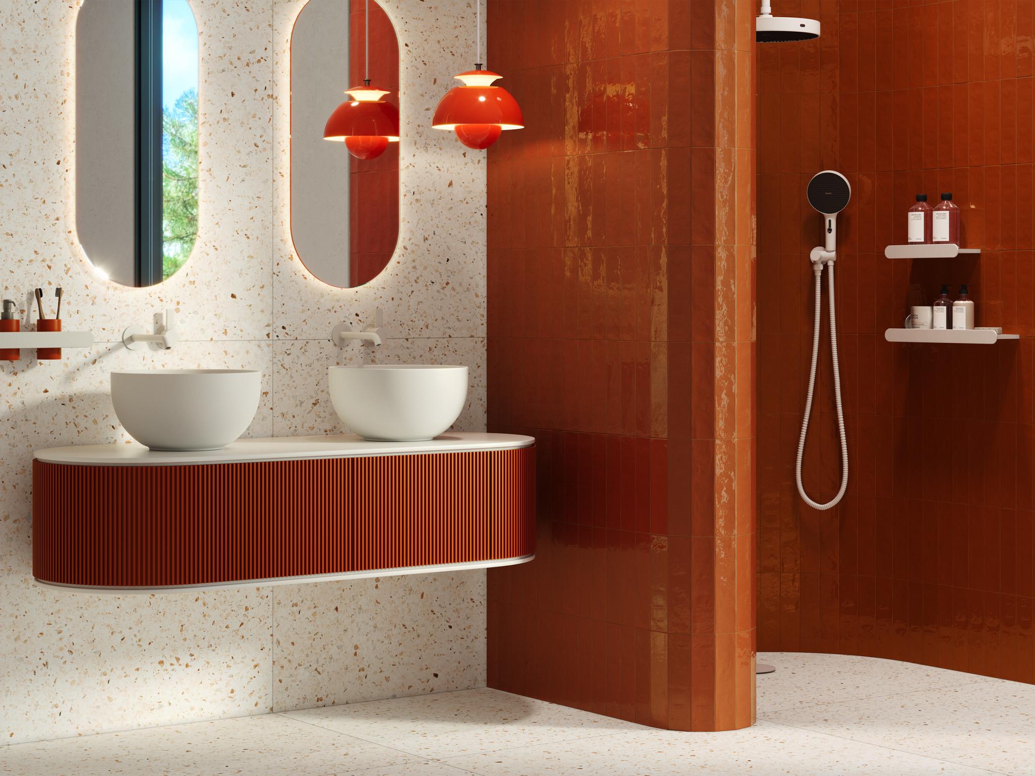 Revoir Paris Re-Bel Caramel 100x100 cm Terrazzo-Optik R10    