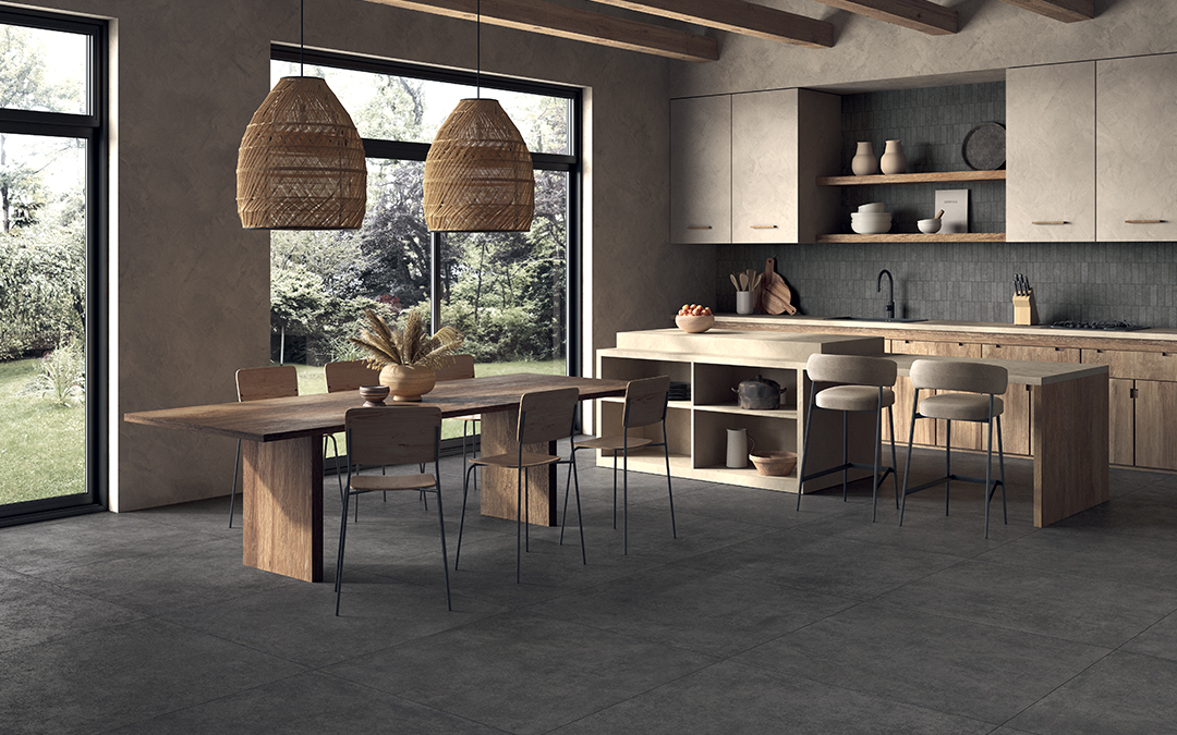 Castelvetro Terrae Graphite 100x100 cm Feinsteinzeug Betonoptik R10B             