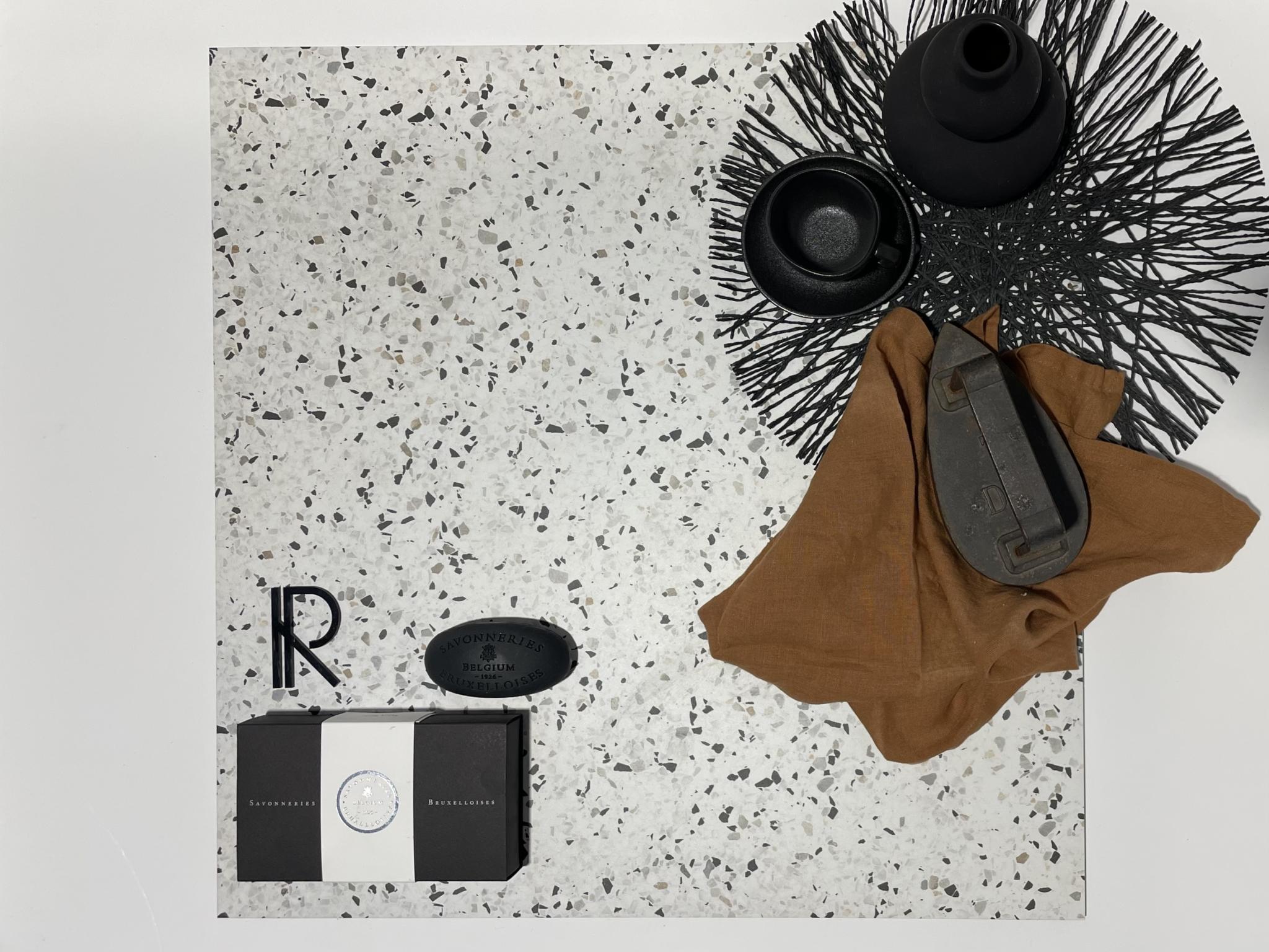 Revoir Paris Re-Bel Gris 100x100 cm Terrazzo-Optik R10    