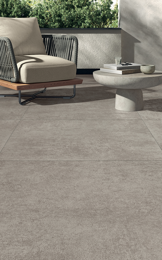 Castelvetro Terrae Silver 100x100 cm Feinsteinzeug Betonoptik R10B             