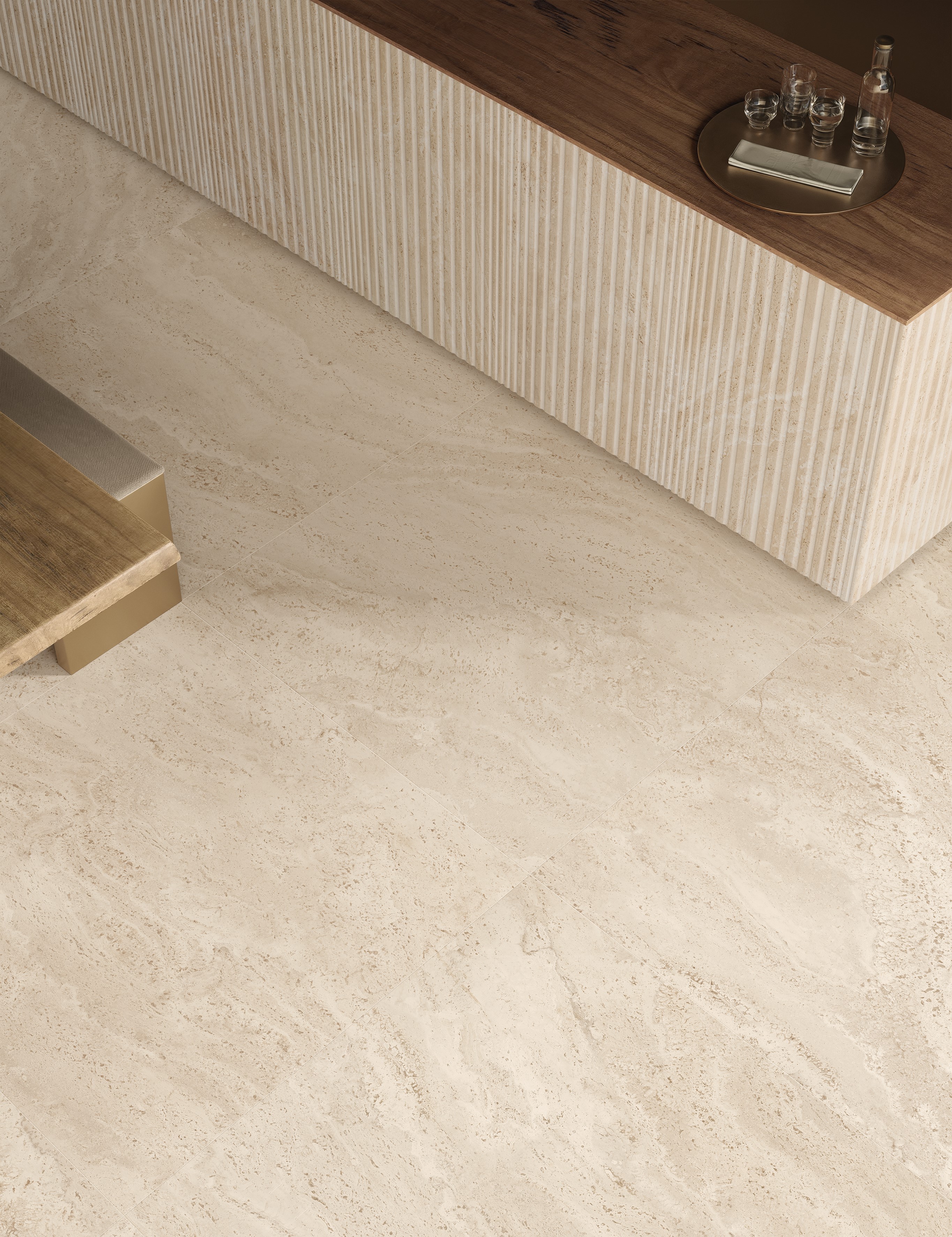 Emil Dual Travertine Beige Poro Chiuso 30x60x0,9 cm Silktech R10B rektifiziert  