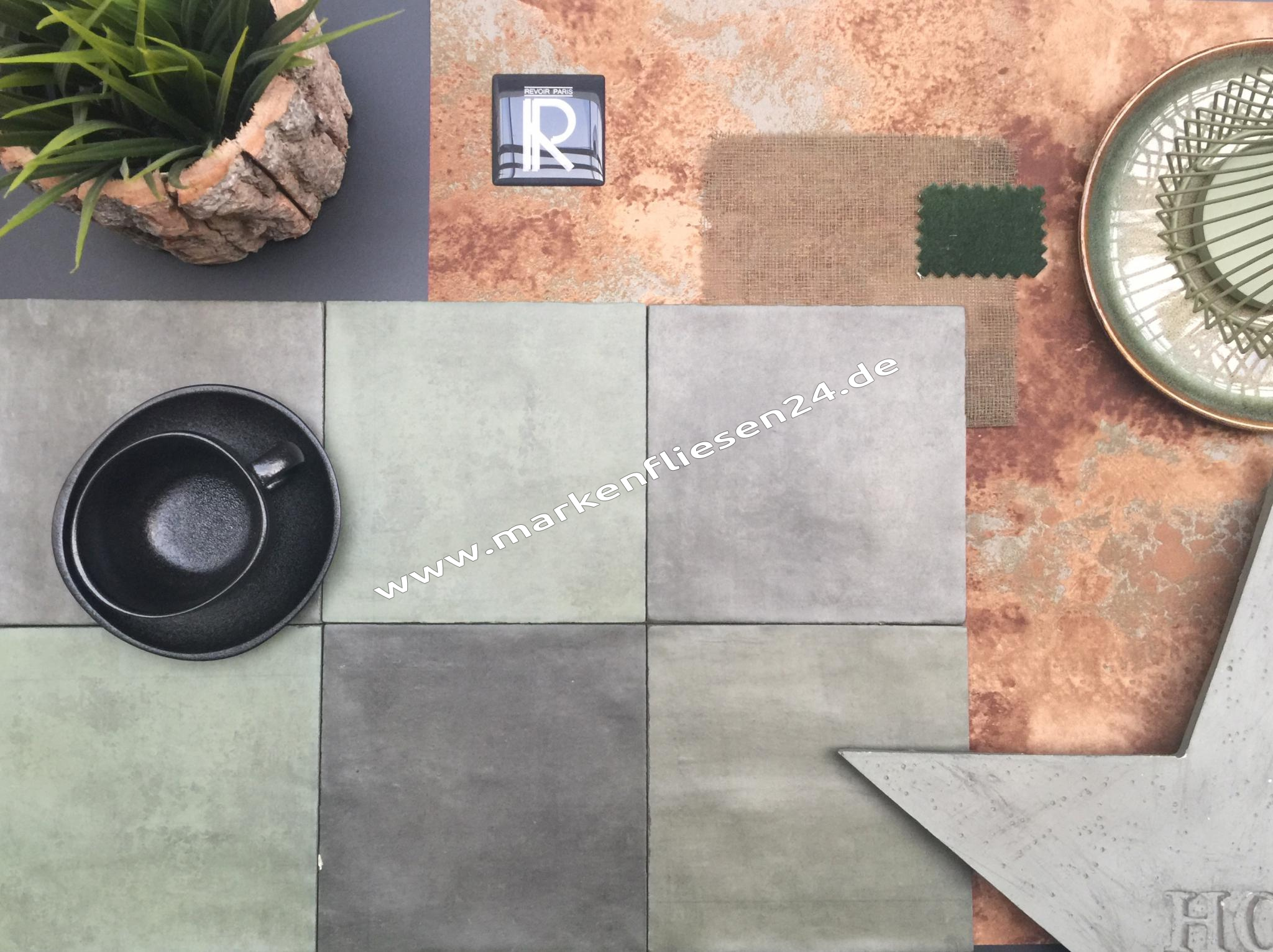 Revoir Paris Atelier Wall & Floor 14x14 cm emeraude mat