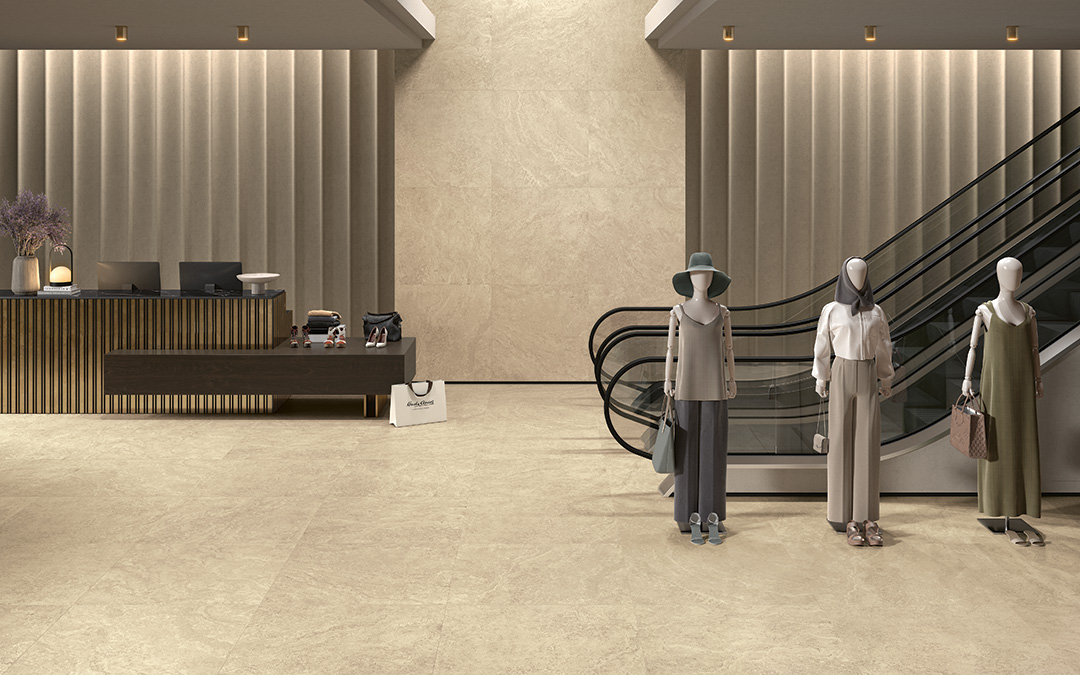 Castelvetro Roma Beige 60x120 cm Travertin Feinsteinzeug R10B           