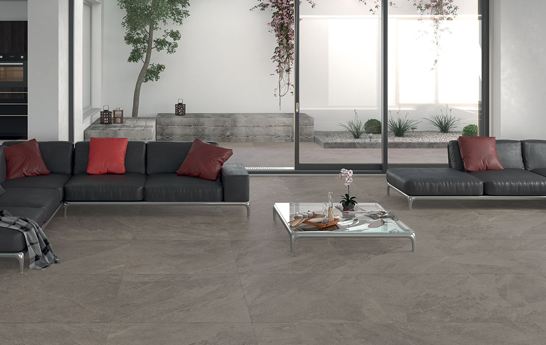 Castelvetro Slate Piombo 100x100 cm Feinsteinzeug Schieferoptik R10B             