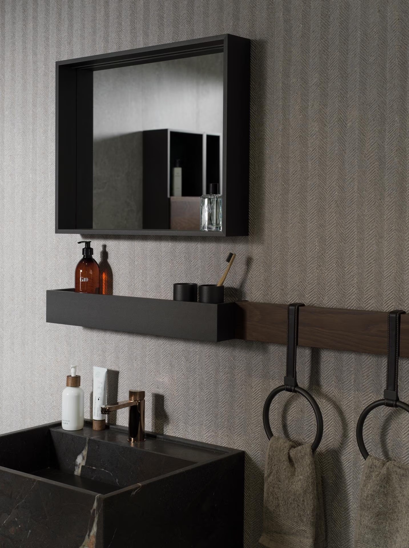 Porcelanosa Spiga Noir Topo 45x120 cm Wandfliese rektifiziert