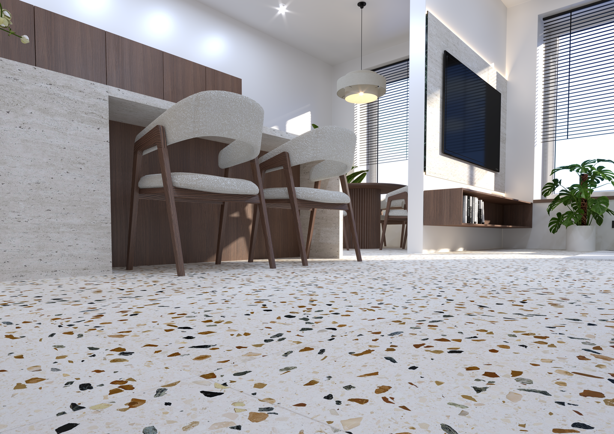 Revoir Paris Re-Bel Cognac 100x100 cm Terrazzo-Optik R10     