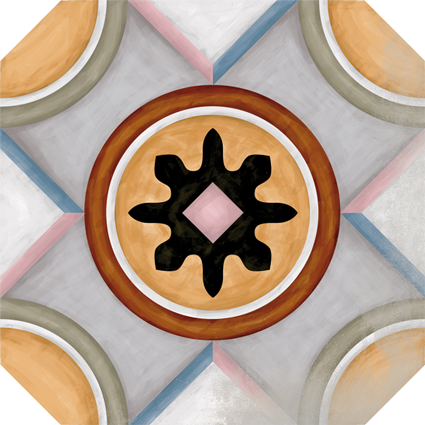 Vives Vodevil 20x20 cm Octógono Musichalls Multicolor