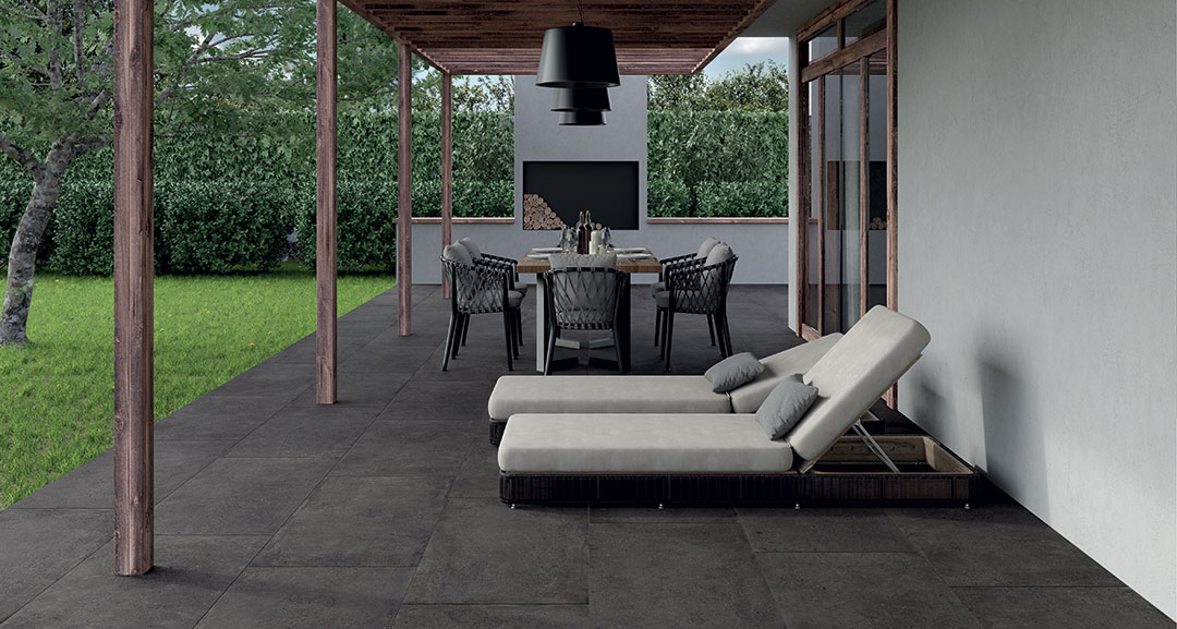 Castelvetro Konkrete Nero 100x100x2 cm Outfit 2.0 Grip R11C          