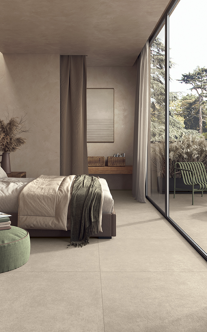 Castelvetro Terrae Sand 100x100 cm Feinsteinzeug Betonoptik R10B           