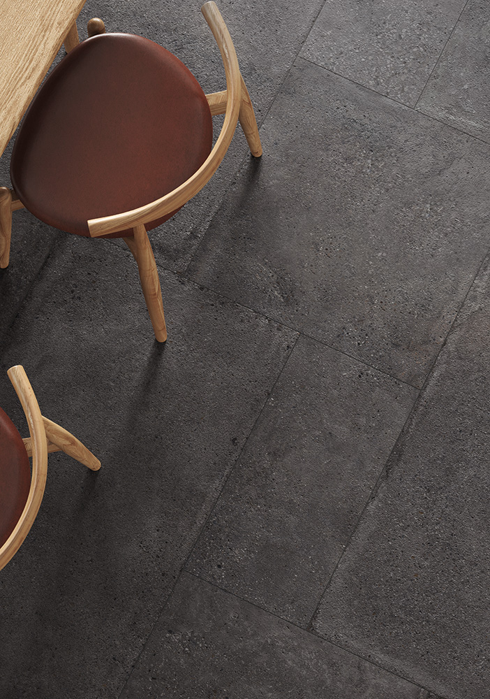 Castelvetro Konkrete Nero 100x100 cm Feinsteinzeug Zementoptik R10B       