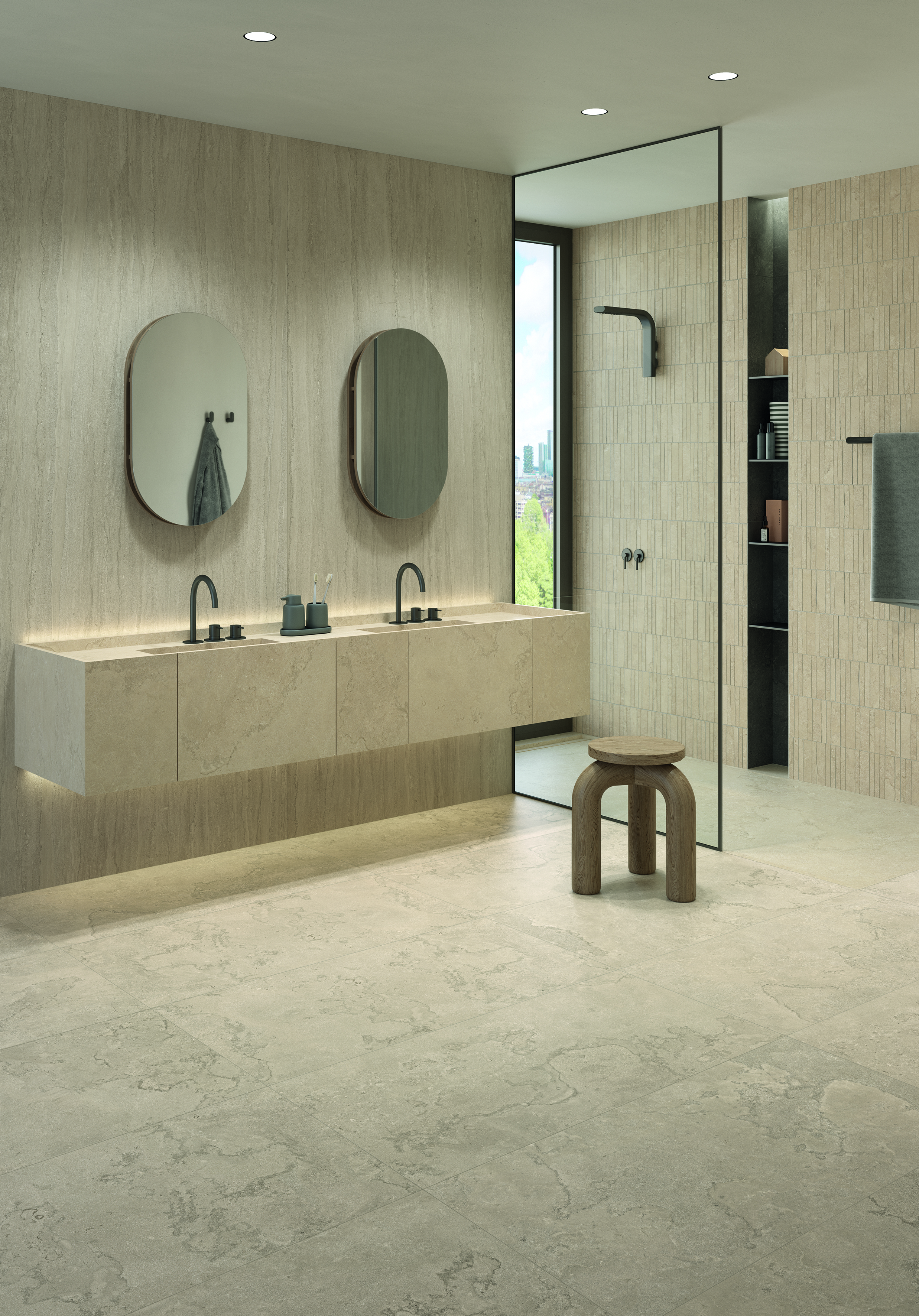 Ergon Portland Stone Cross Cut Sand 60x120 cm Feinsteinzeug Bocciardato R11B rektifiziert  