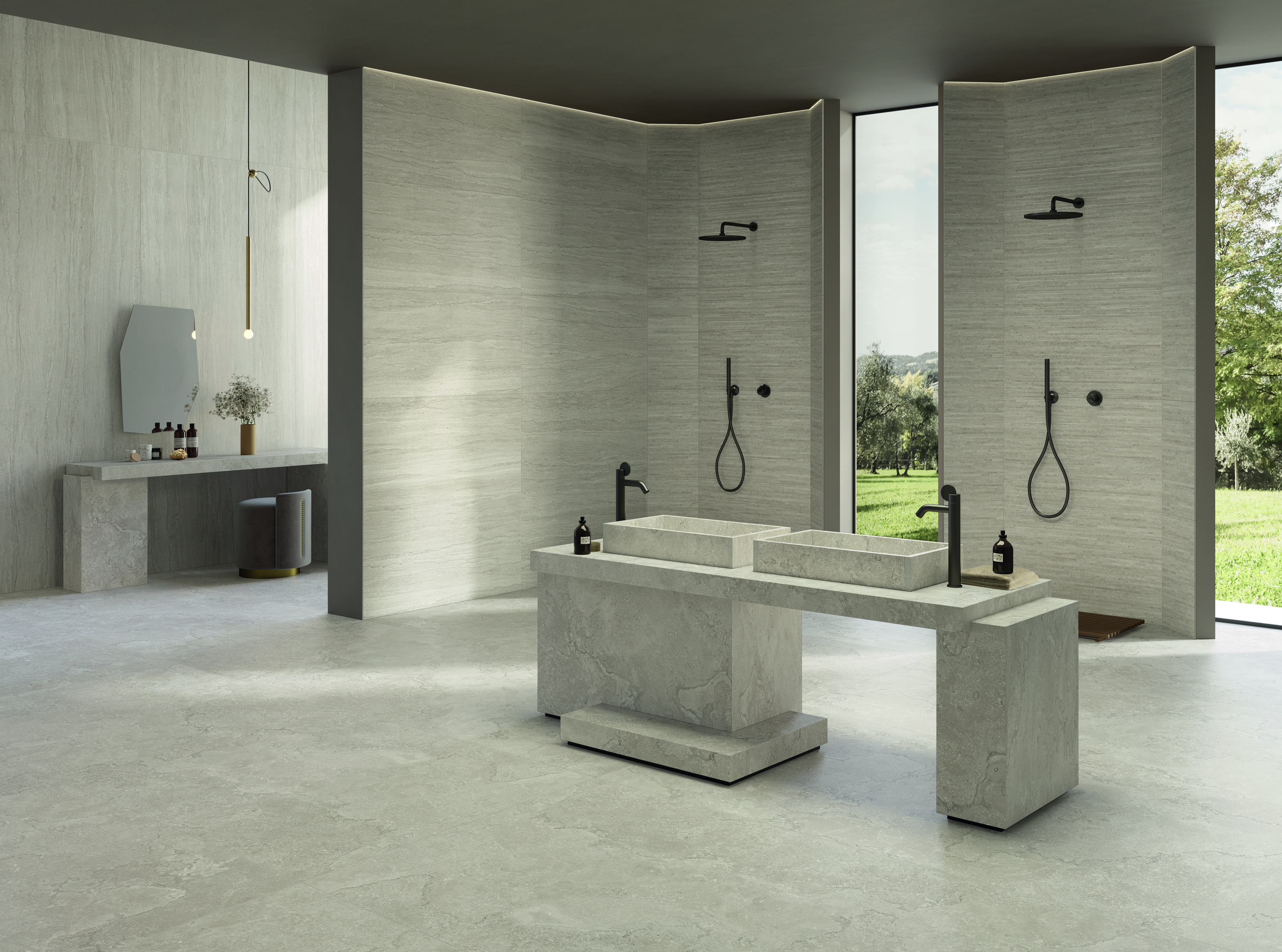 Ergon Portland Stone Cross Cut Ash 60x120 cm Feinsteinzeug Bocciardato R10B rektifiziert 