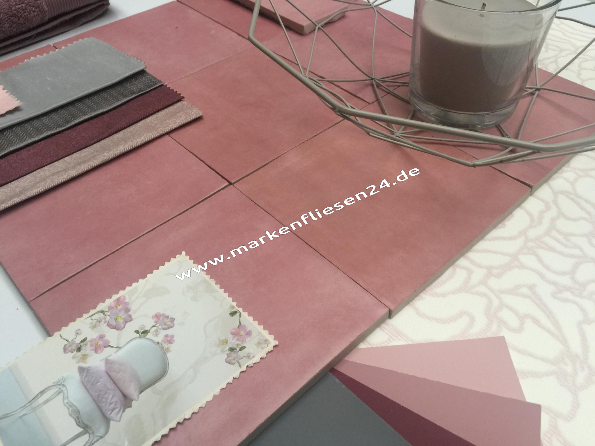 Revoir Paris Atelier Wall & Floor 14x14 cm vieux rose mat