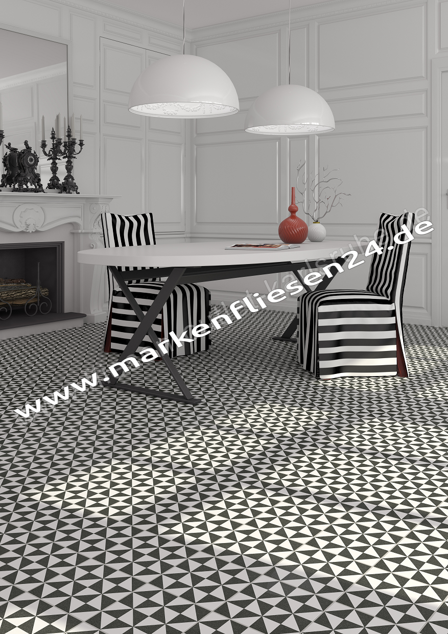 Vives 1900 Dekorfliese 20x20 cm Terrades Grafito mehrfarbig