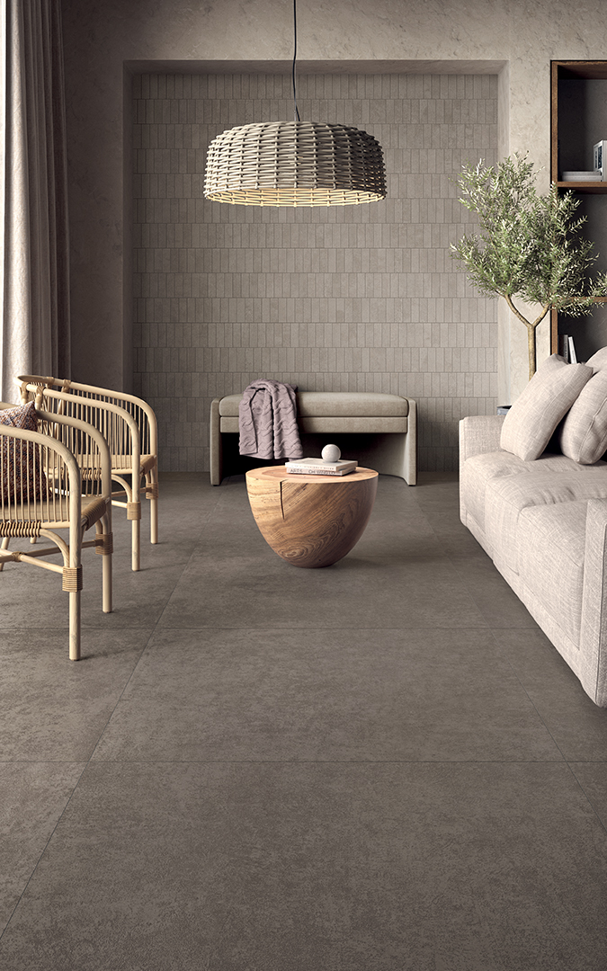 Castelvetro Terrae Mud 100x100 cm Feinsteinzeug Betonoptik R10B             