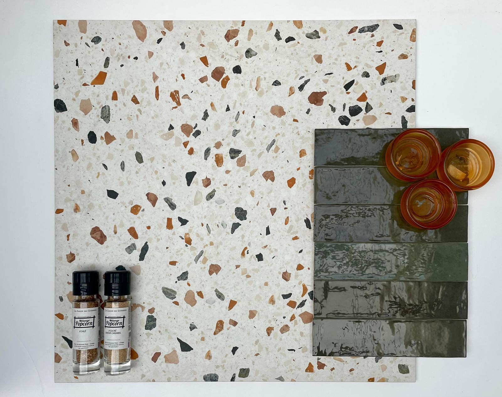 Revoir Paris Re-Bel Cognac 60x60 cm Terrazzo-Optik R10    