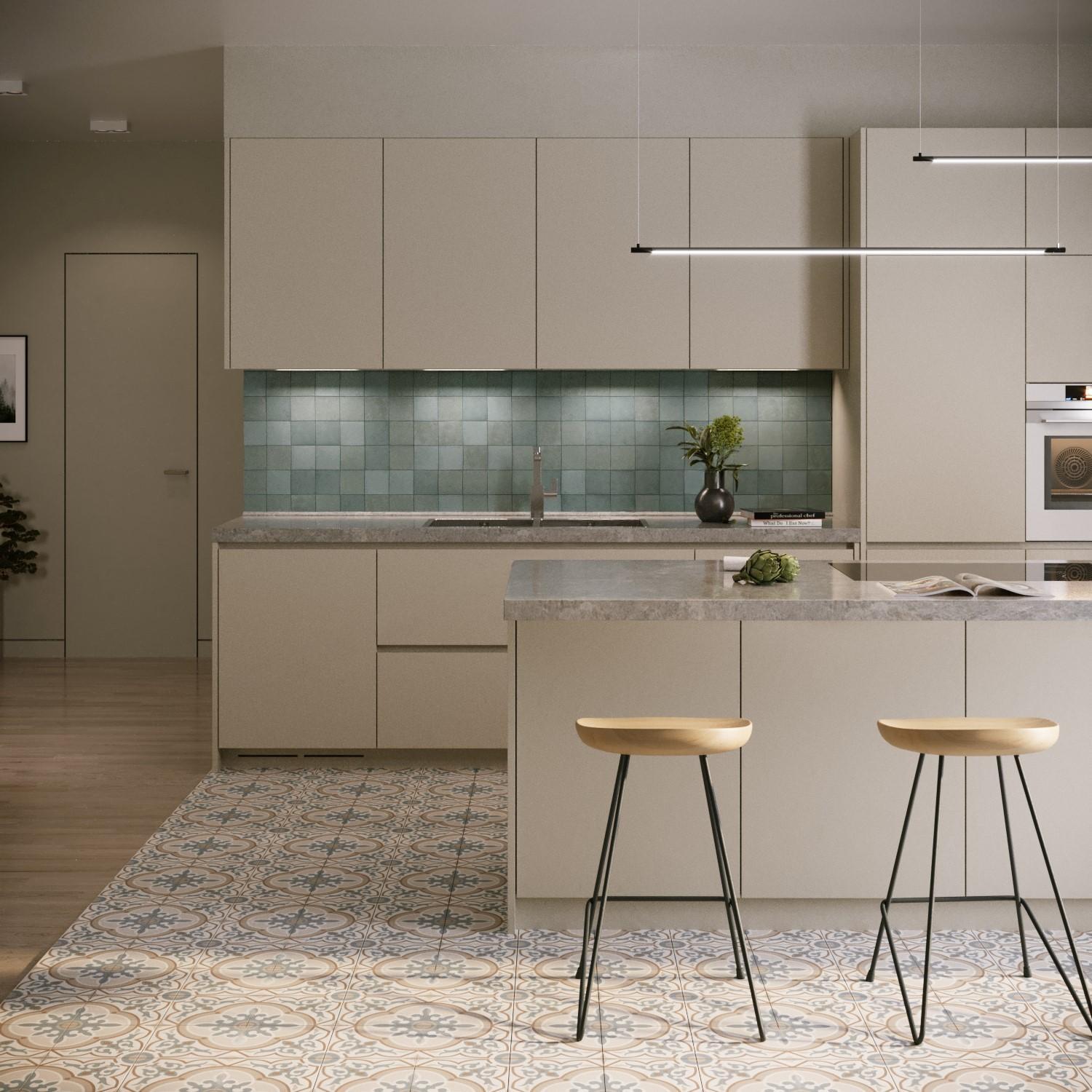 Revoir Paris Atelier Wall 10x10 cm Turquoise Mat