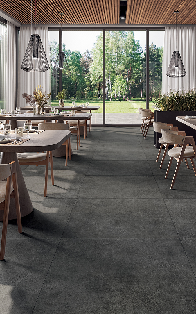 Castelvetro Terrae Graphite 100x100 cm Feinsteinzeug Betonoptik R10B             