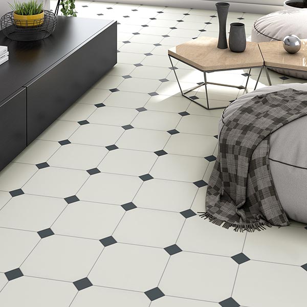 Vives Vodevil Achteckfliese 20x20 cm weiss Octógono Cabaret Nacar