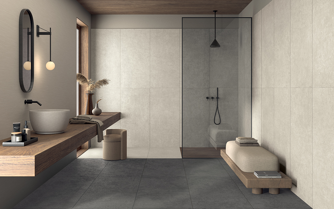 Castelvetro Terrae Pearl 100x100 cm Feinsteinzeug Betonoptik R10B          