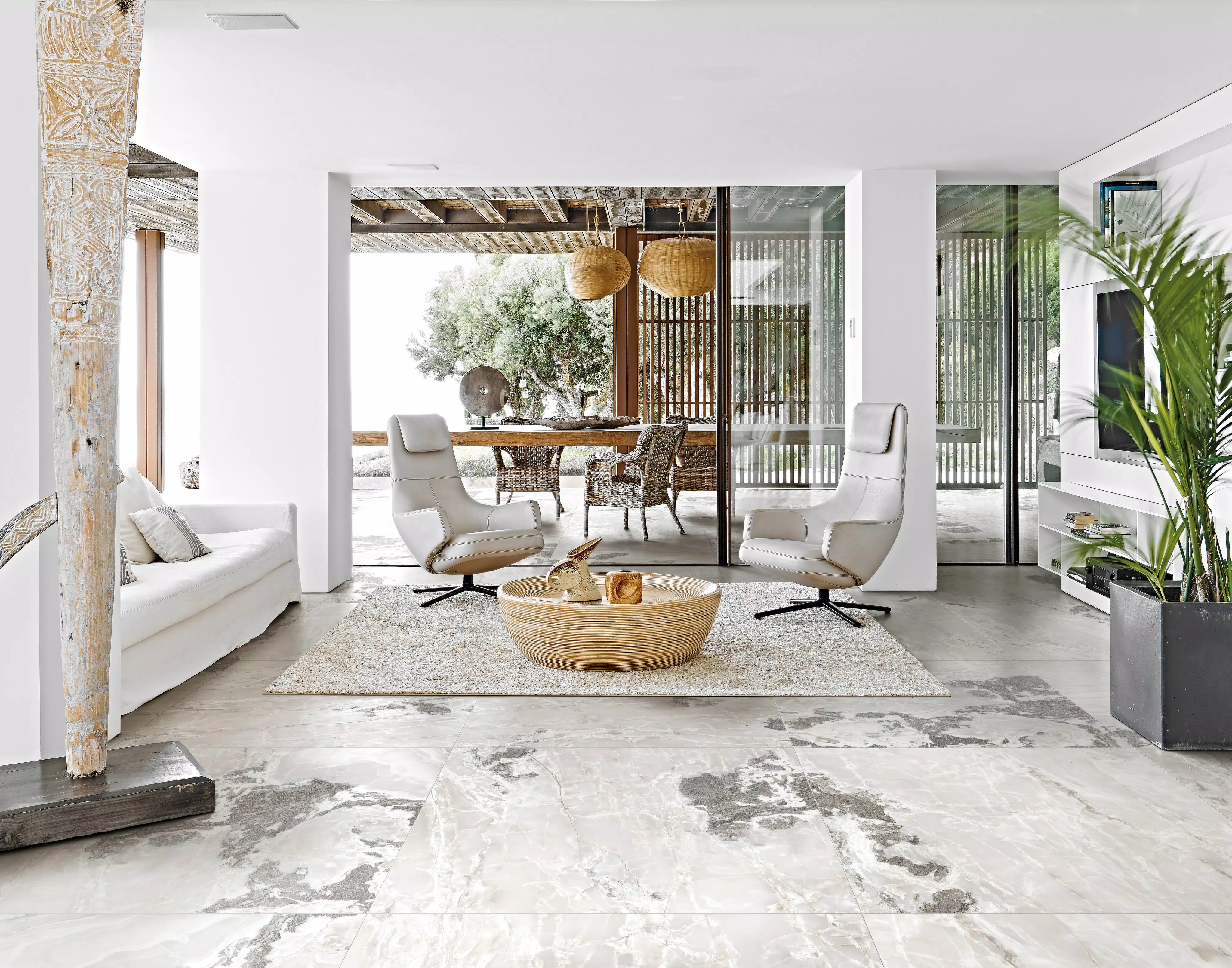 Florim Onyx&More White Blend 60x120x0,9 cm Feinsteinzeug Glossy    