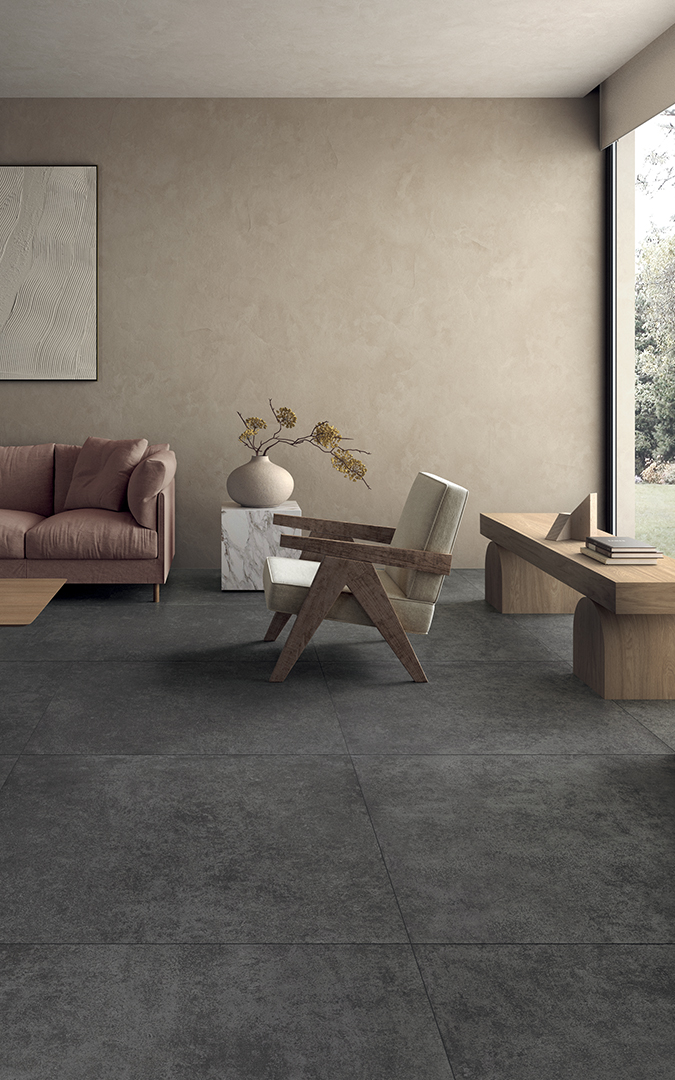 Castelvetro Terrae Graphite 100x100 cm Feinsteinzeug Betonoptik R10B             