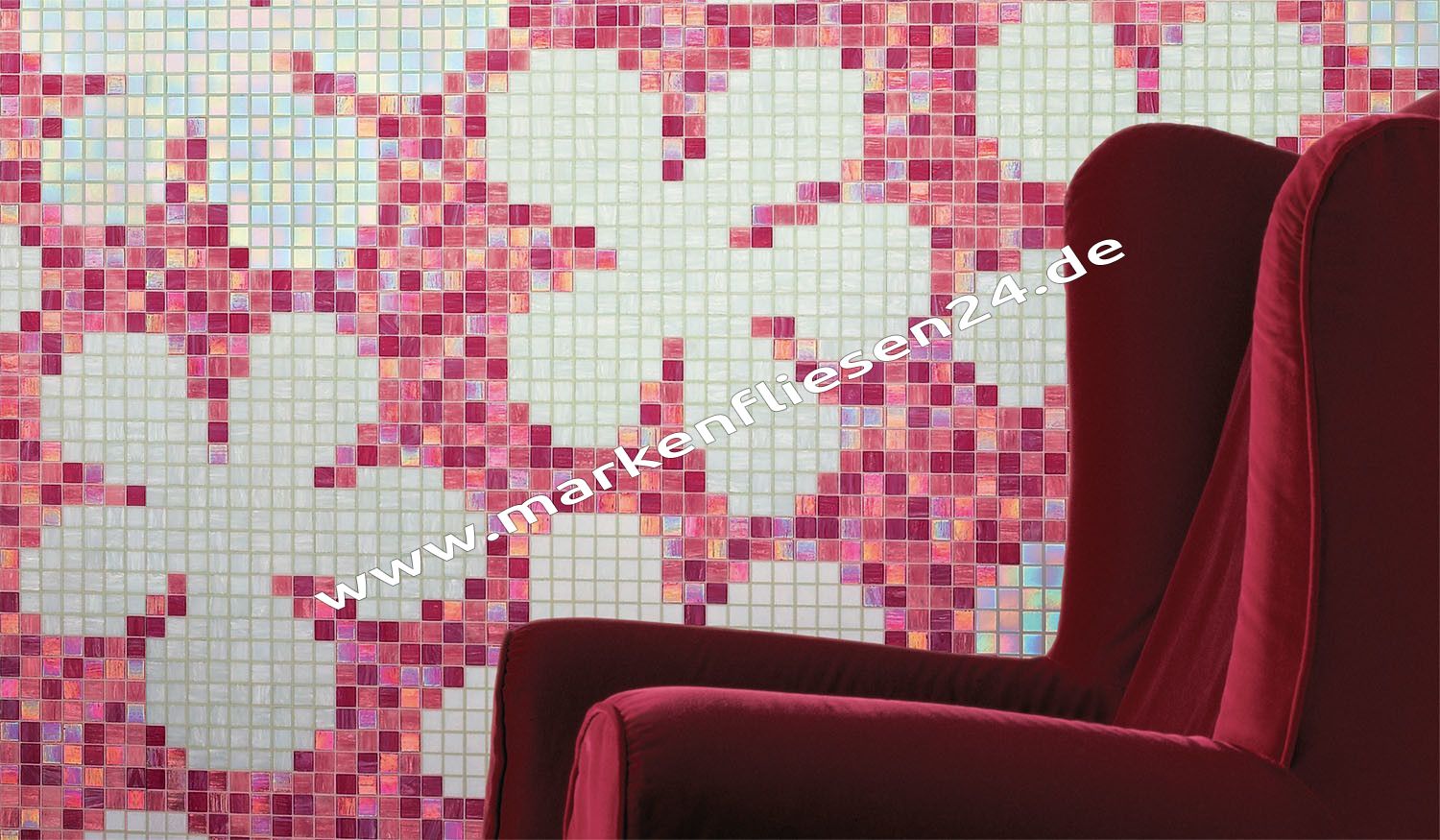 Bisazza Dekor Glas Flowers New Pink 129,1x290,5 cm