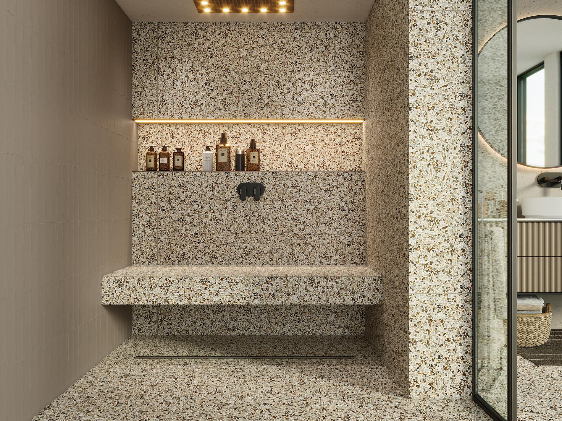 Revoir Paris Re-Bel Cuivre 100x100 cm Terrazzo-Optik R10   