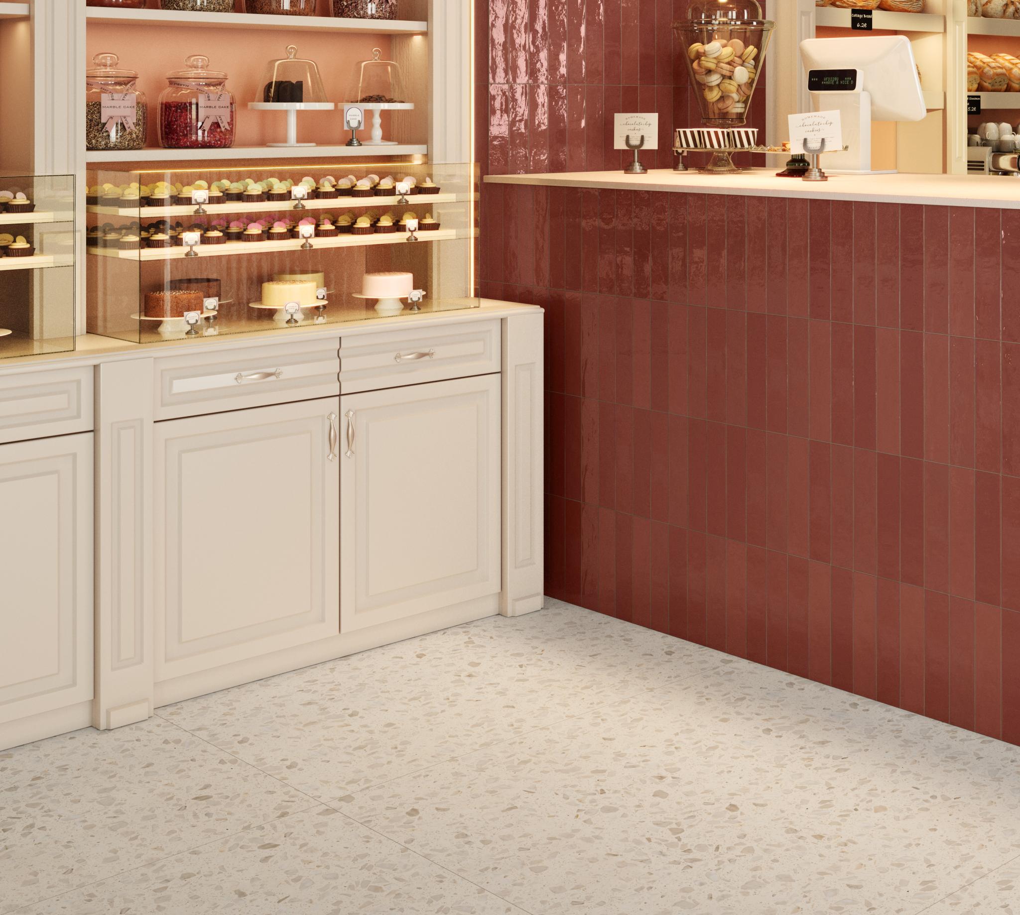 Revoir Paris Re-Bel Blanc 100x100 cm Terrazzo-Optik R10   