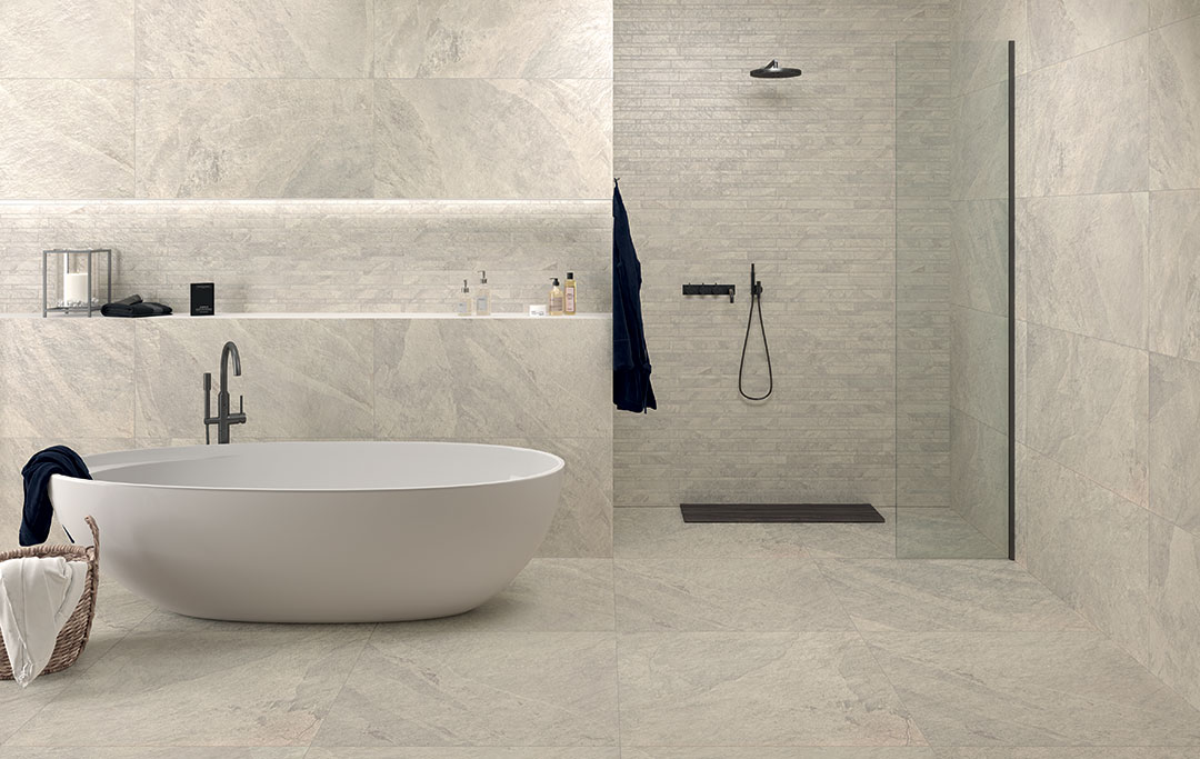 Castelvetro Slate Grigio 100x100 cm Feinsteinzeug Schieferoptik  R10B           
