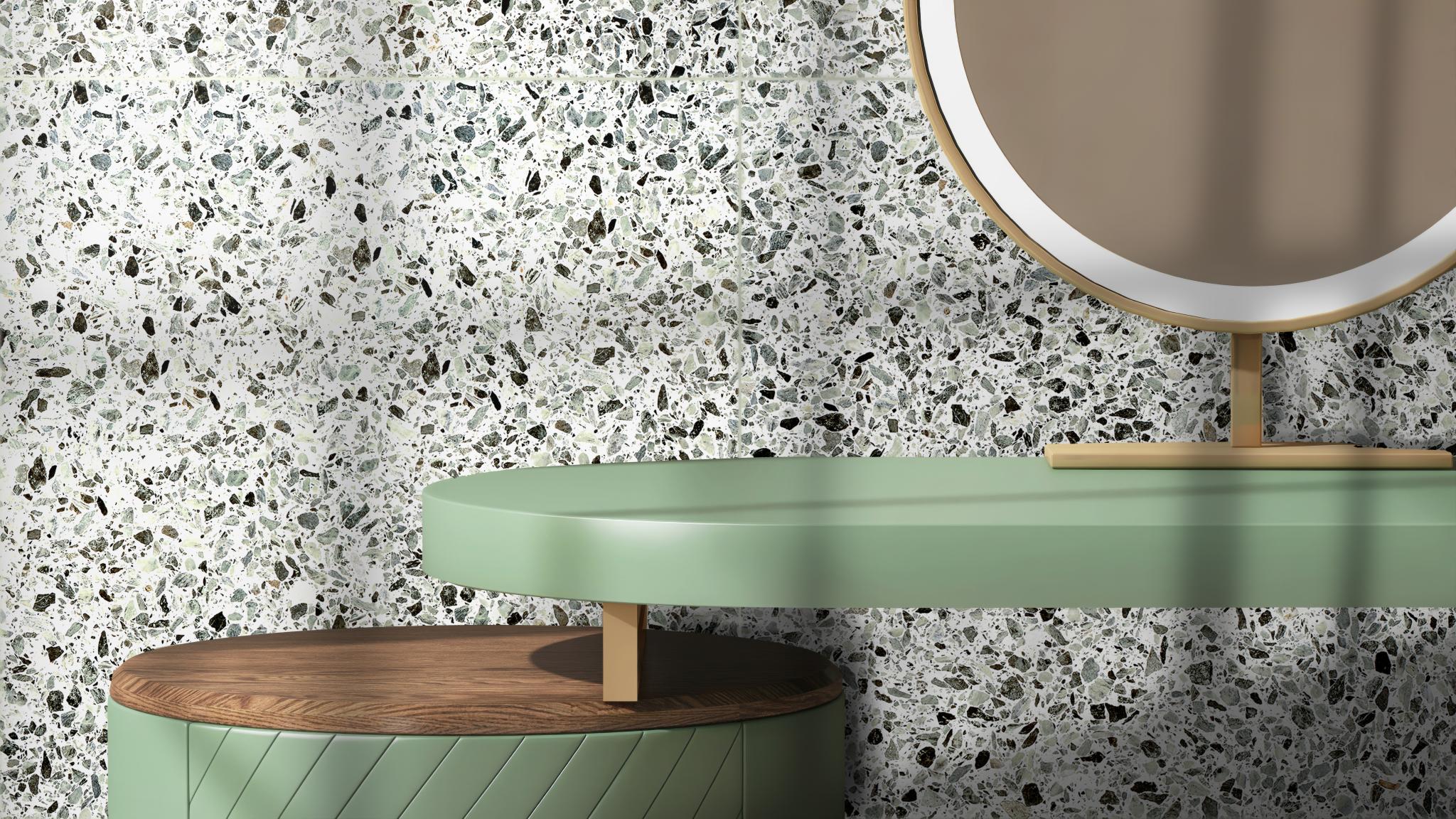 Revoir Paris Re-Bel Vert 60x60 cm Terrazzo-Optik R10            