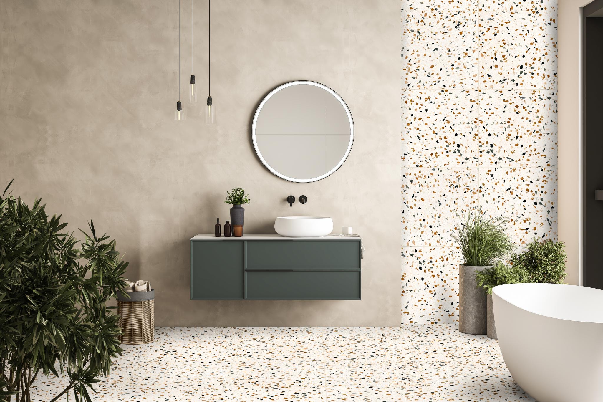 Revoir Paris Re-Bel Cognac 60x60 cm Terrazzo-Optik R10    