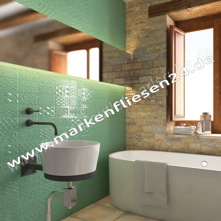 Vives Raspail oliva 10x20 cm Relief-Dekor olive glänzend