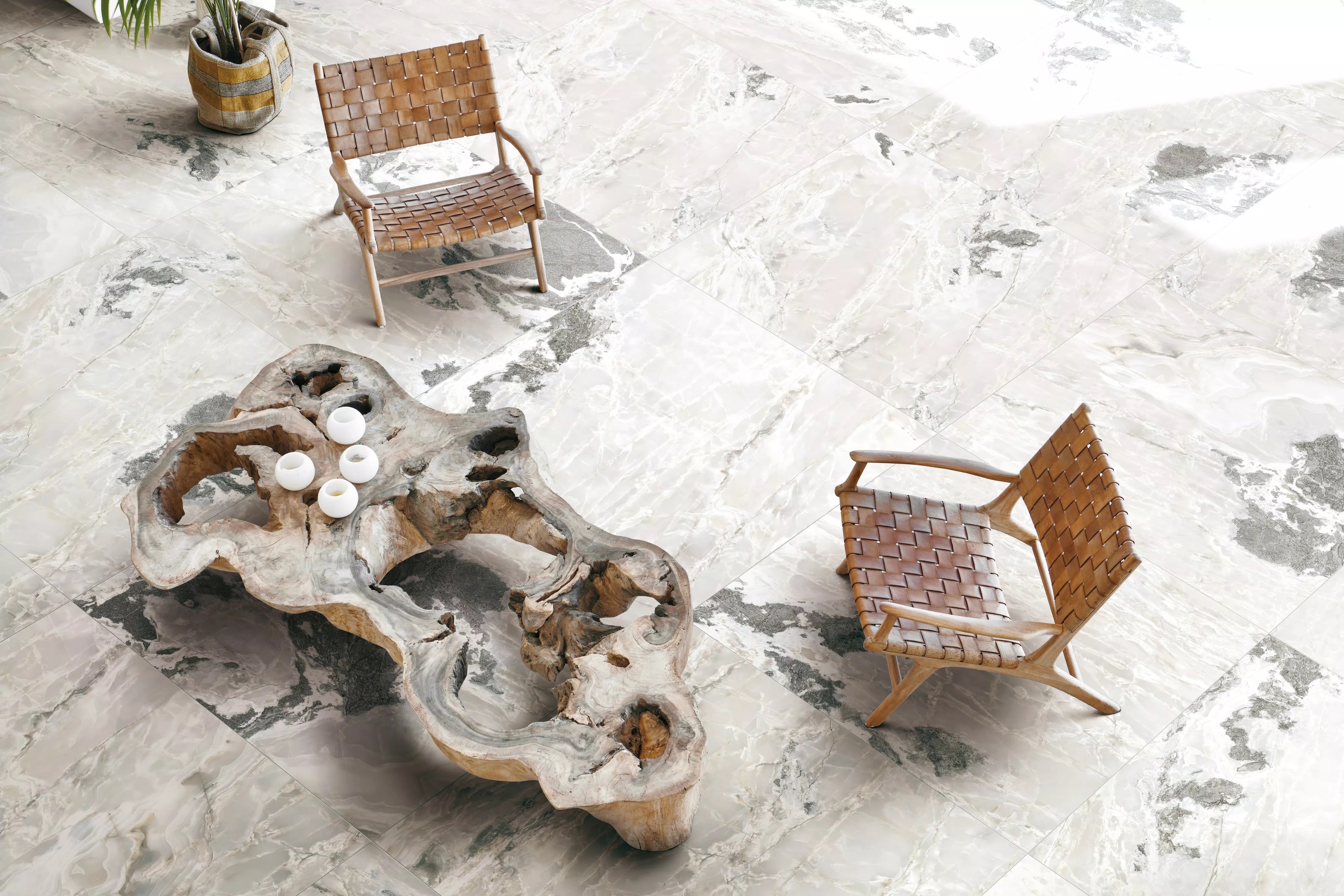 Florim Onyx&More White Blend 60x120x0,9 cm Feinsteinzeug Glossy    