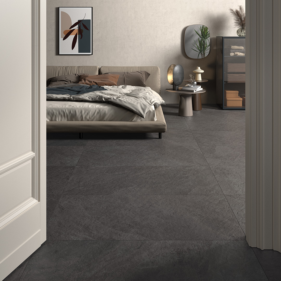 Castelvetro Slate Antracite 100x100 cm Feinsteinzeug Schieferoptik R10B               