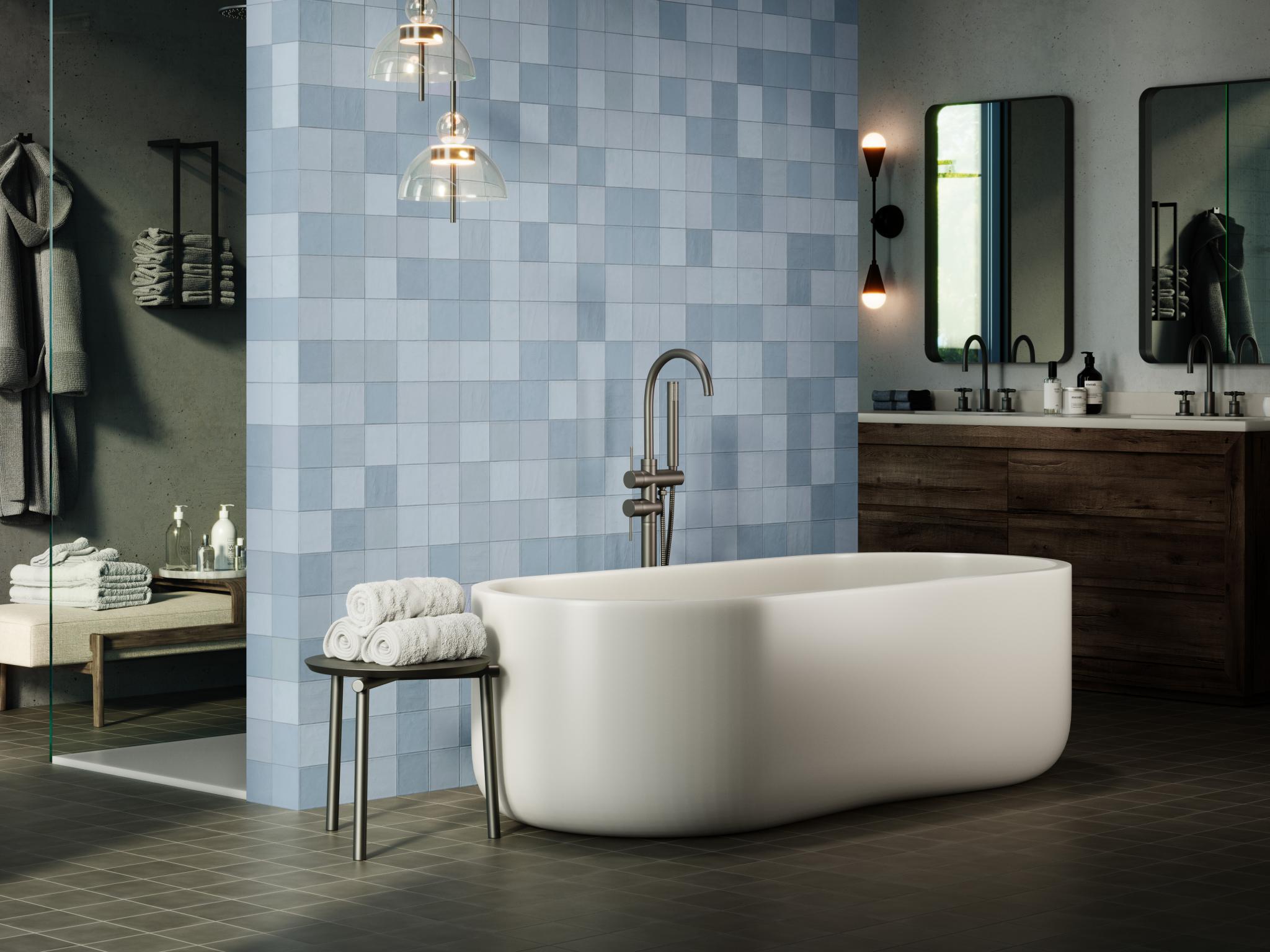 Revoir Paris Atelier Wall 10x10 cm Bleu Lumiere Mat