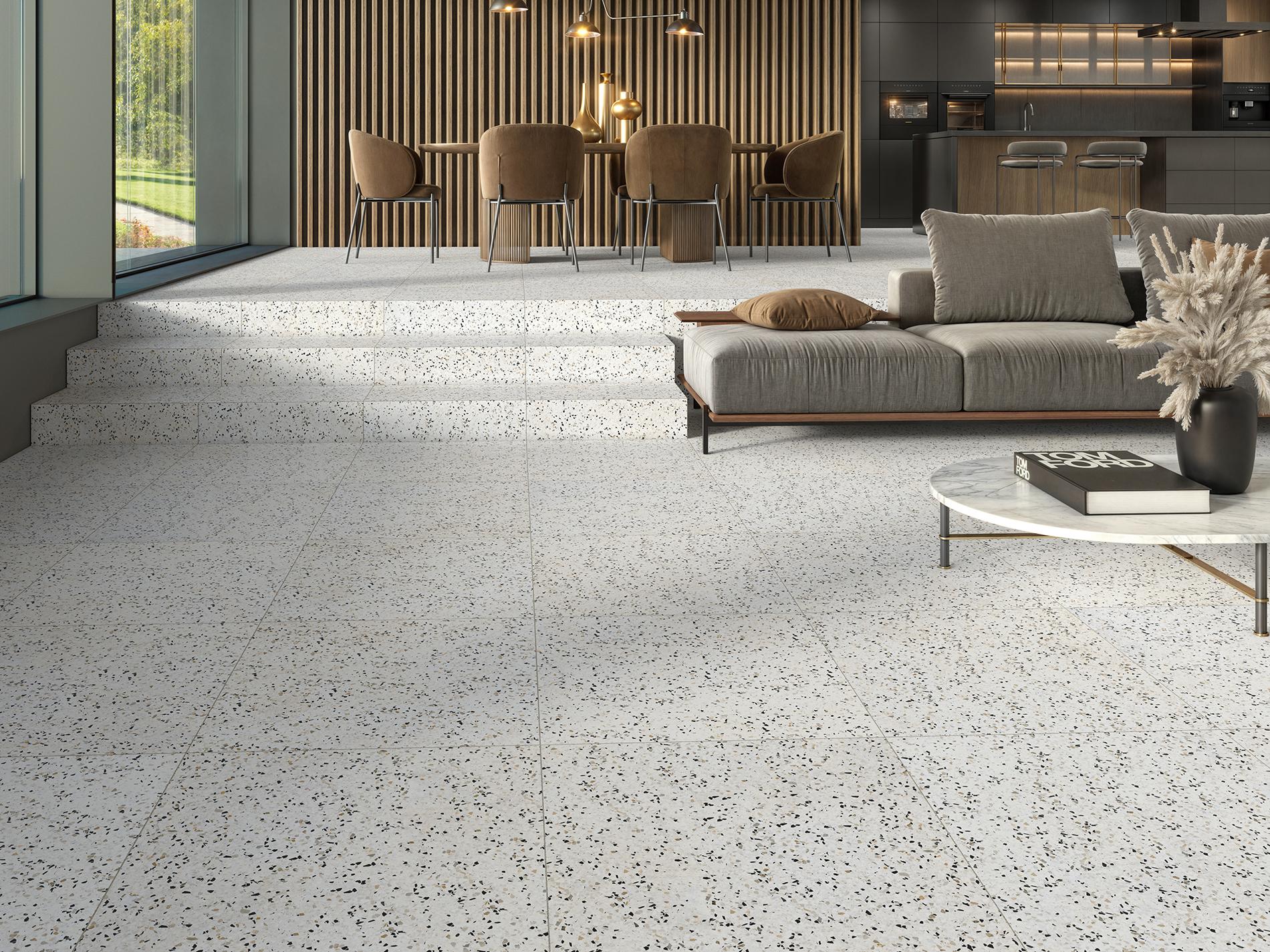 Revoir Paris Re-Bel Gris 100x100 cm Terrazzo-Optik R10    