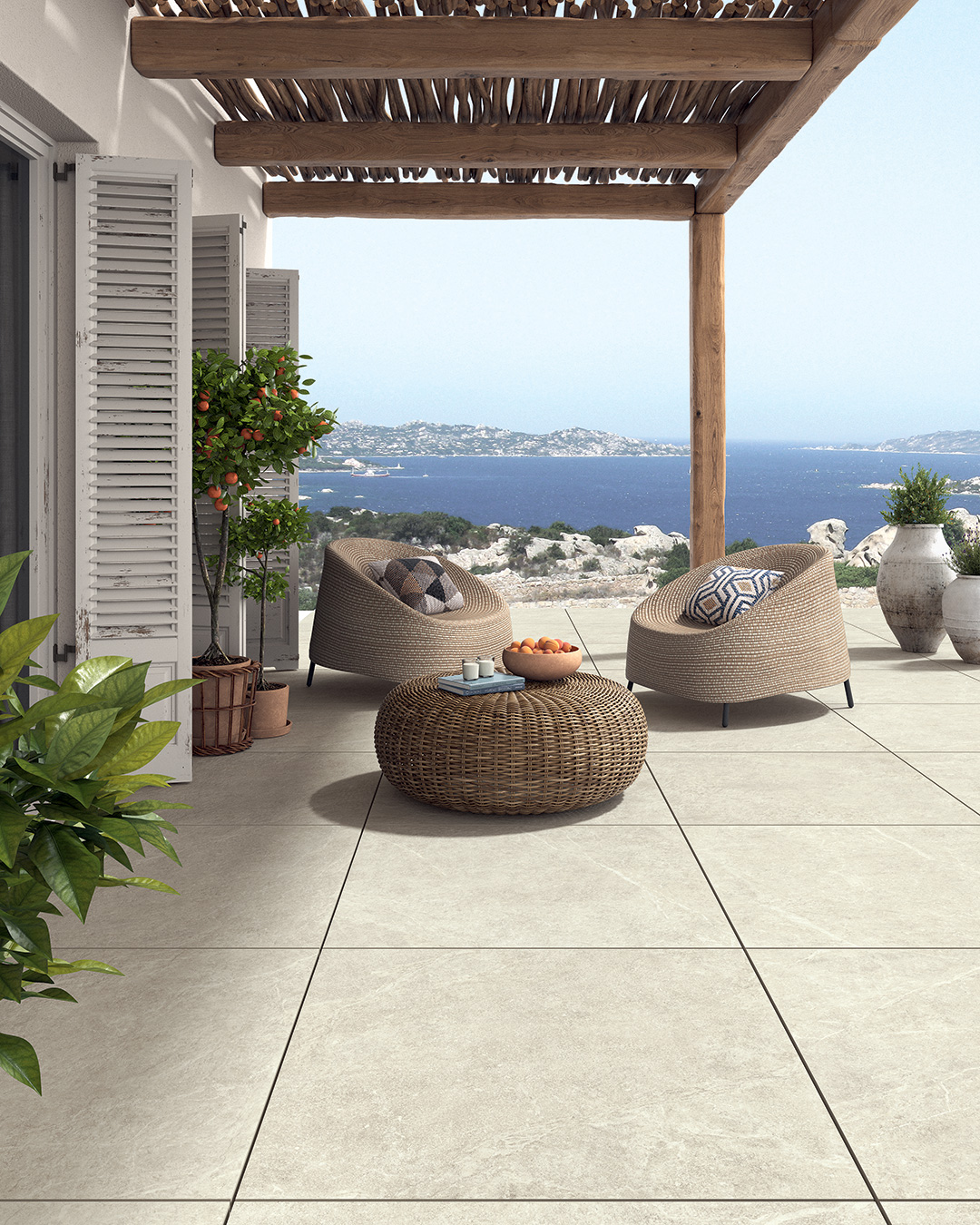 Castelvetro Pietra Antica White 100x100x2 cm Outfit 2.0 Grip R11C        