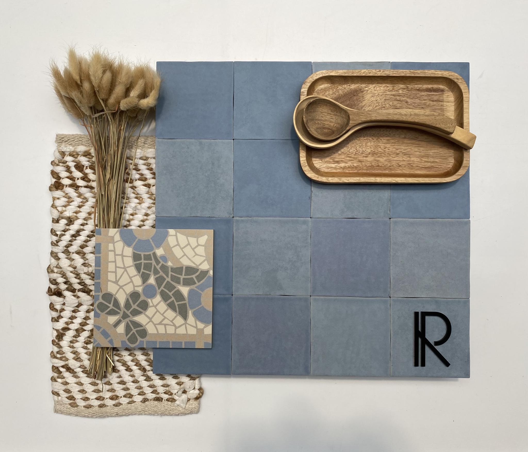 Revoir Paris Atelier Wall 10x10 cm Bleu Lumiere Mat