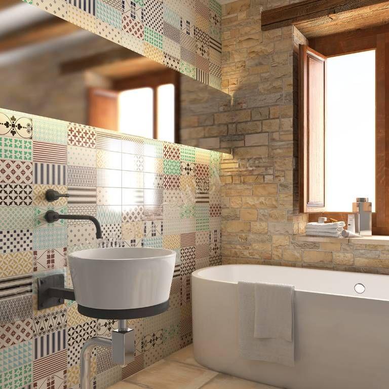 Vives Wandfliese 10x20 cm Dekor-Mix bunt/vanille