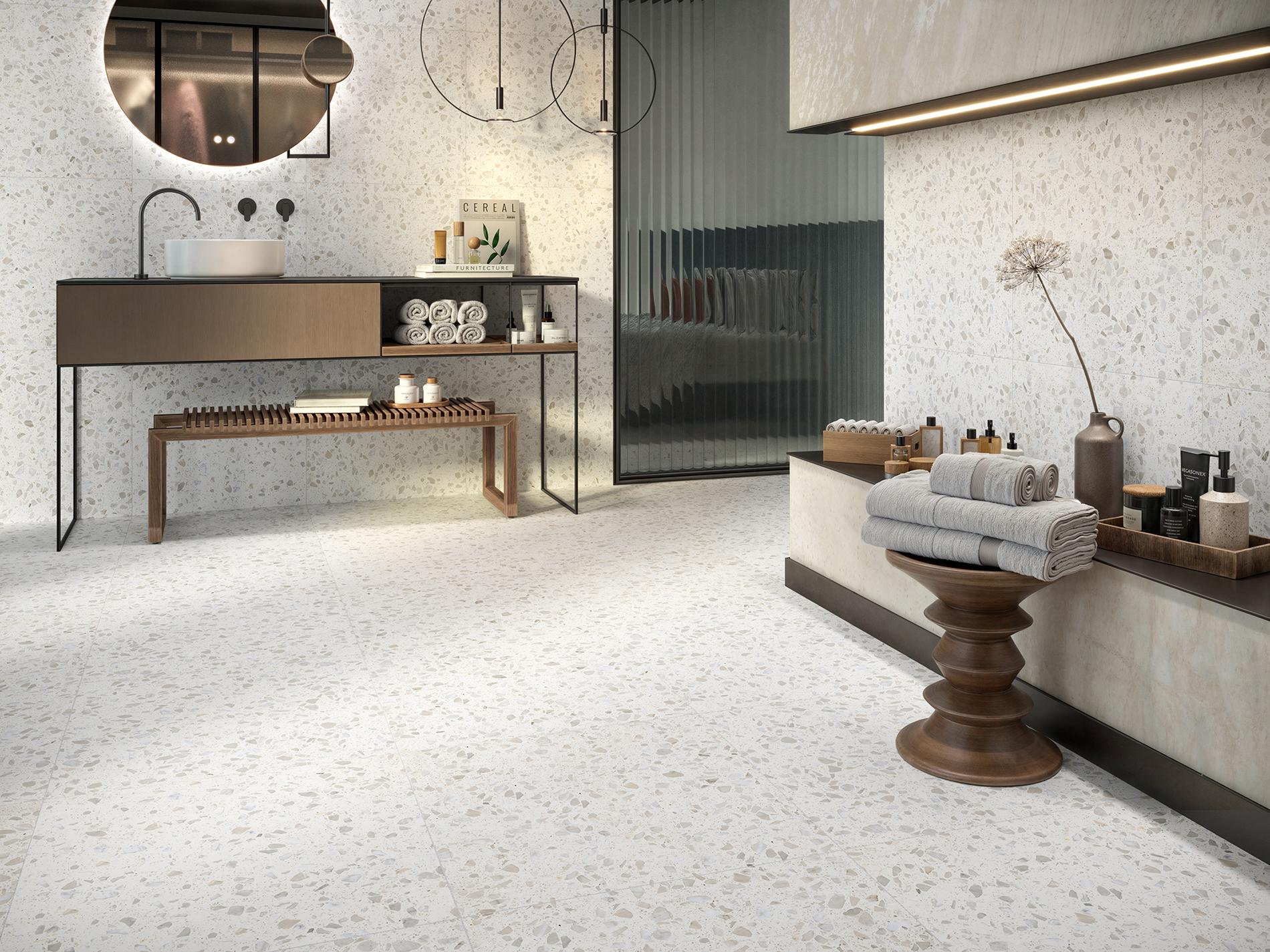 Revoir Paris Re-Bel Blanc 60x60 cm Terrazzo-Optik R10 