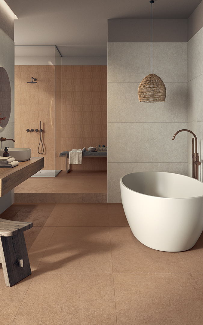 Castelvetro Terrae Cotto 100x100 cm Feinsteinzeug Betonoptik R10B             