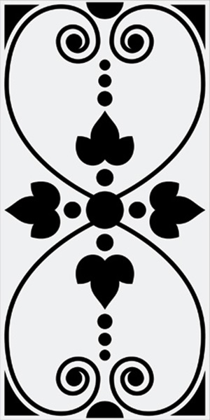 Vives Wandfliese 10x20 cm Dekor Rosiers Negro